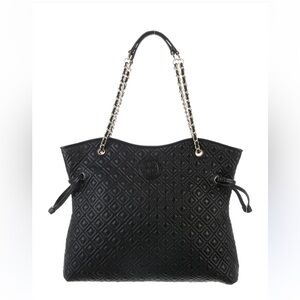 NWOT Tory Burch NAVY Blue Marion Quilted Slouchy Tote